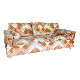 Mid Century Velvet Sleeper Sofa For Sale