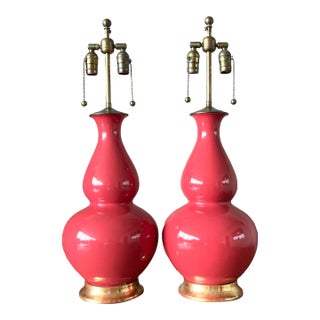 Vintage Regency Hand Thrown Christopher Spitzmiller Gourd Lamps - A Pair For Sale