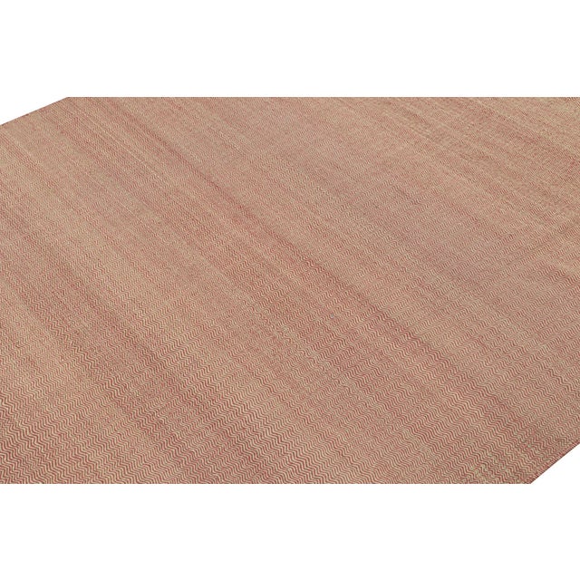 Rug & Kilim Rug & Kilim’s Contemporary Kilim Rug in Pink and Beige Chevrons For Sale - Image 4 of 7