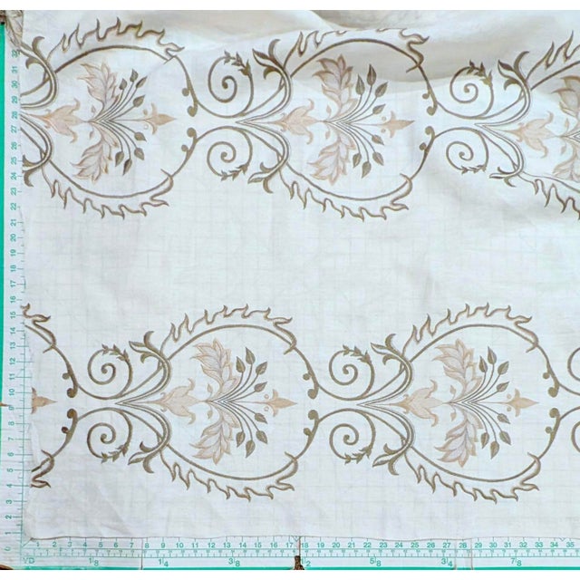 Textile Vintage Colefax & Fowler "Brittini Voile" Embroidered Semi Sheer Drapery Fabric- 6.25 Yards For Sale - Image 7 of 7
