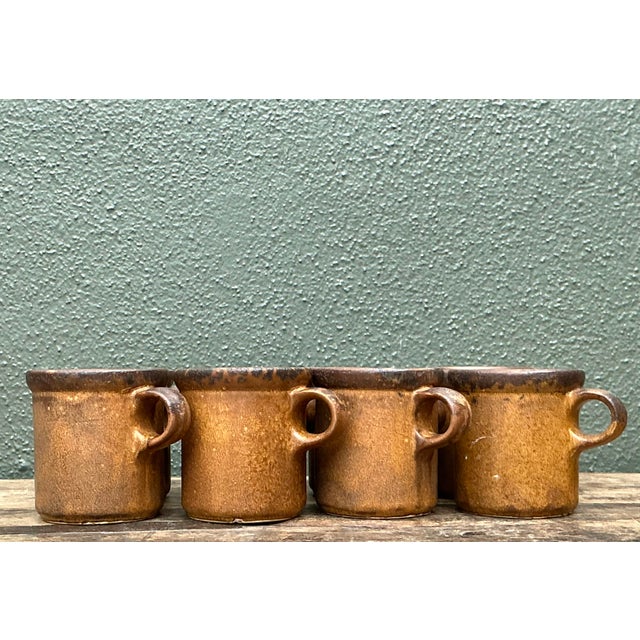Late 20th Century Vintage Mid-Century Modern Glazed Ceramic Coffee Mugs - Set of 8 For Sale - Image 5 of 12