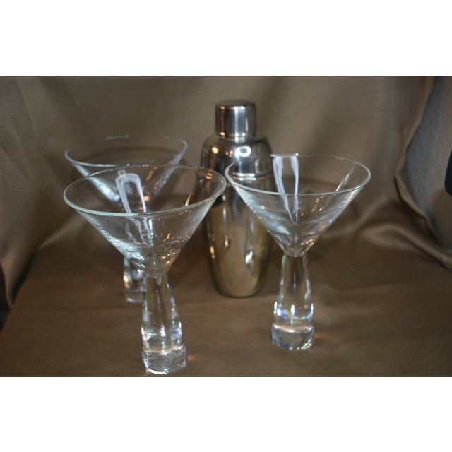 Vintage Urban Bar Martini Glasses & Cocktail Shaker Set 4 Pieces