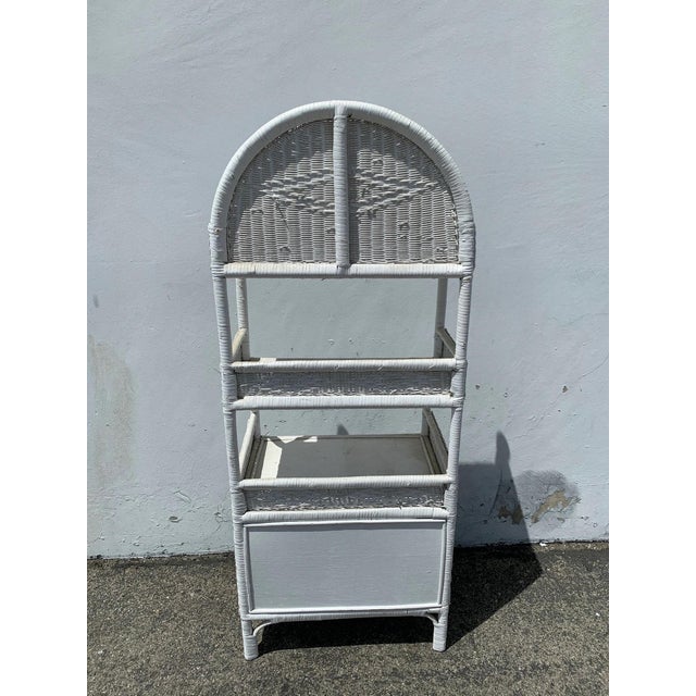 Fabulous bohemian boho chic book case / display case with great style. Constructed with a woven wicker frame with a pretty...