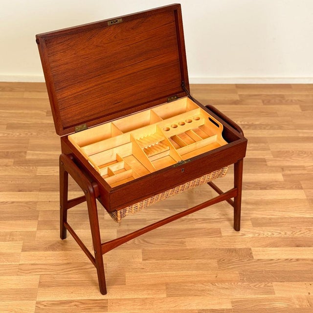 Wood Teak Side or Sewing Machine Table, Denmark, 1950s-1960s For Sale - Image 7 of 15