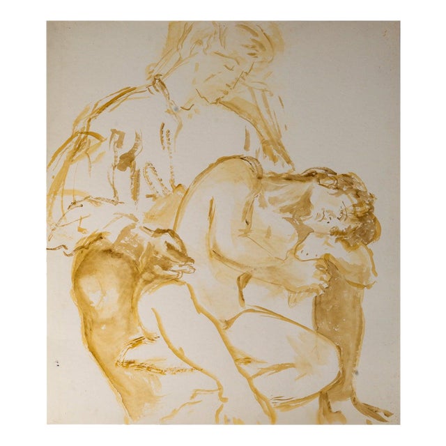 Unknown, Depicting a Couple, 20th Century, Watercolour on Paper For Sale