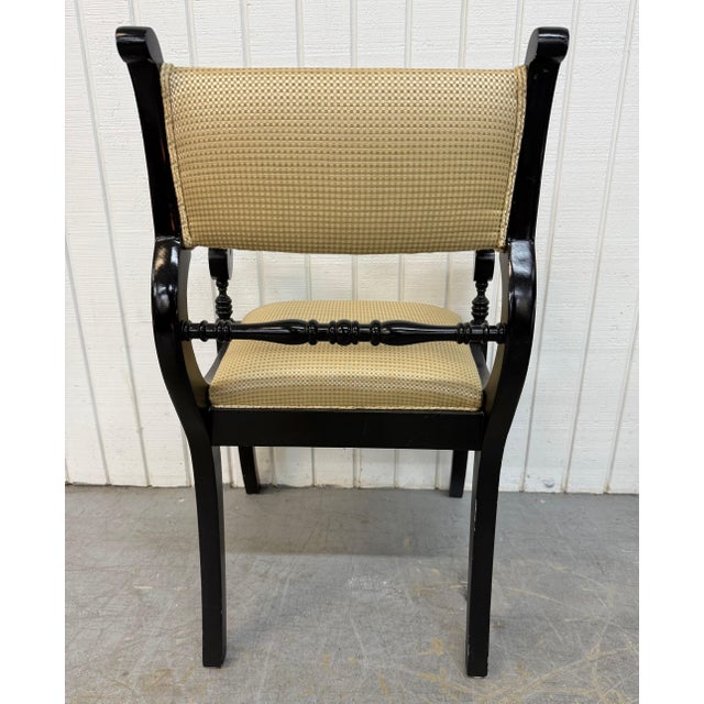Vintage Regency Style Black Lacquered Dining Chairs - Set of 6 For Sale In Philadelphia - Image 6 of 7