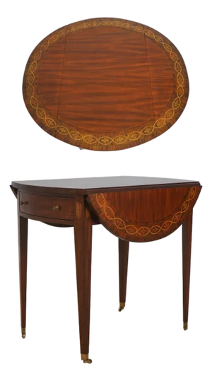 Maitland Smith Mahogany Inlaid 1 Drawer Pembroke Table