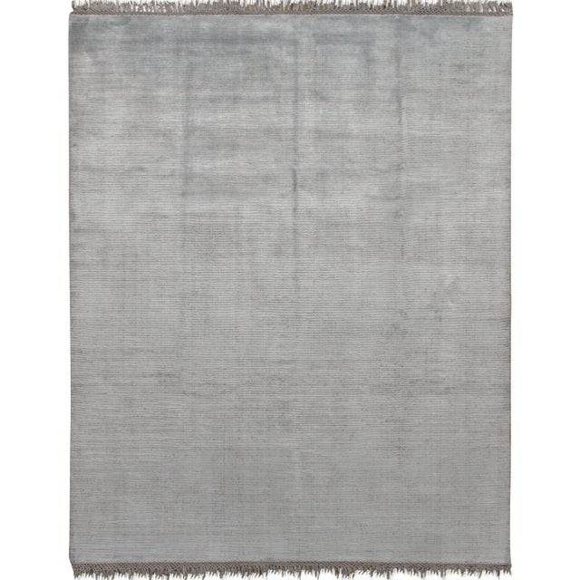 Silver 2010s Contemporary Simplicity Aqua/Silver Rug - 6'9" X 10' For Sale - Image 8 of 8