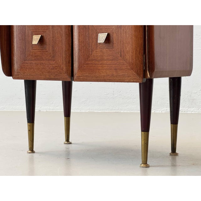 Mid-Century Modern Mahogany Bedside Table with Glass Tops, 1960s For Sale - Image 16 of 18
