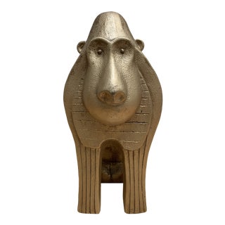 Large Gold Baboon Figural Decor Accent For Sale