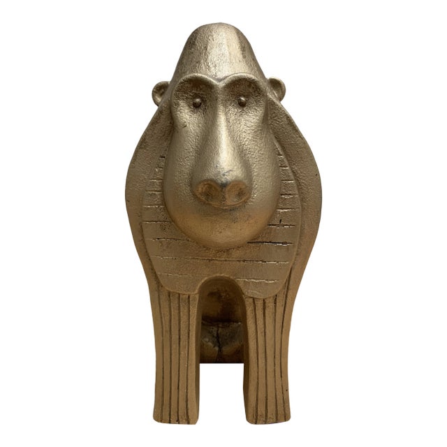 Large Gold Baboon Figural Decor Accent For Sale