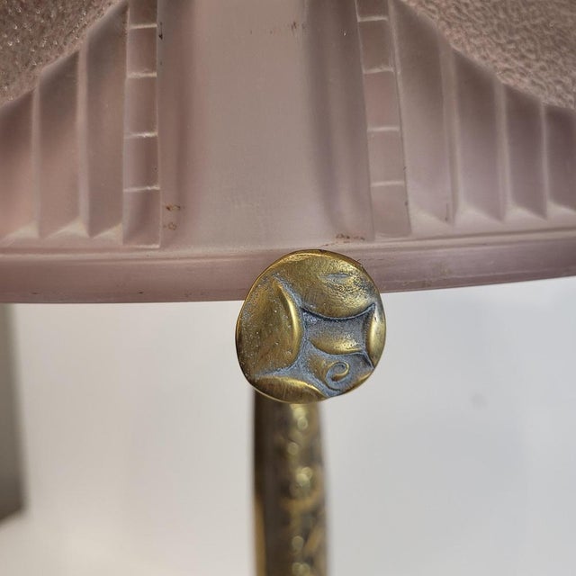 Art Deco Table Lamp in Bronze and Bent Glass from Muller Fréres, Luneville, France, 1930s For Sale - Image 13 of 18