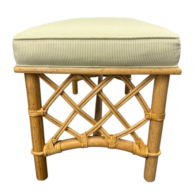 Late 20th Century Pair Amanda Lindroth Rattan Benches For Sale - Image 5 of 11