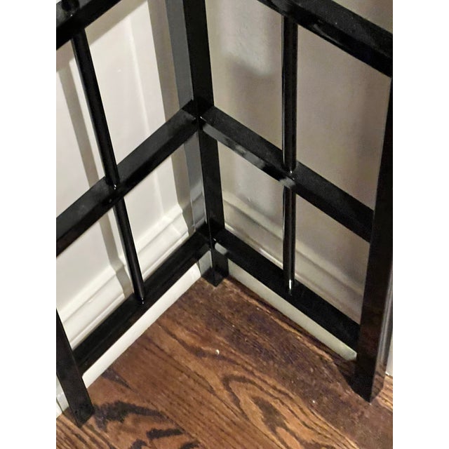 Black Lacquer Corner Trellis With Finial | Faux Regency Garden Support | Tall Decorative Plant Climber For Sale - Image 4 of 6