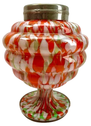 Pique Fleurs Vase in Multi Color Decor with Grille, 1930s