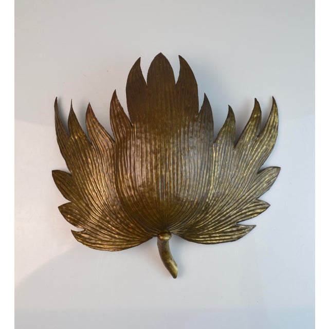 Mid-Century Modern Plane Tree Leaf Wall Sconce in Gilt Brass, 1950s For Sale - Image 3 of 10