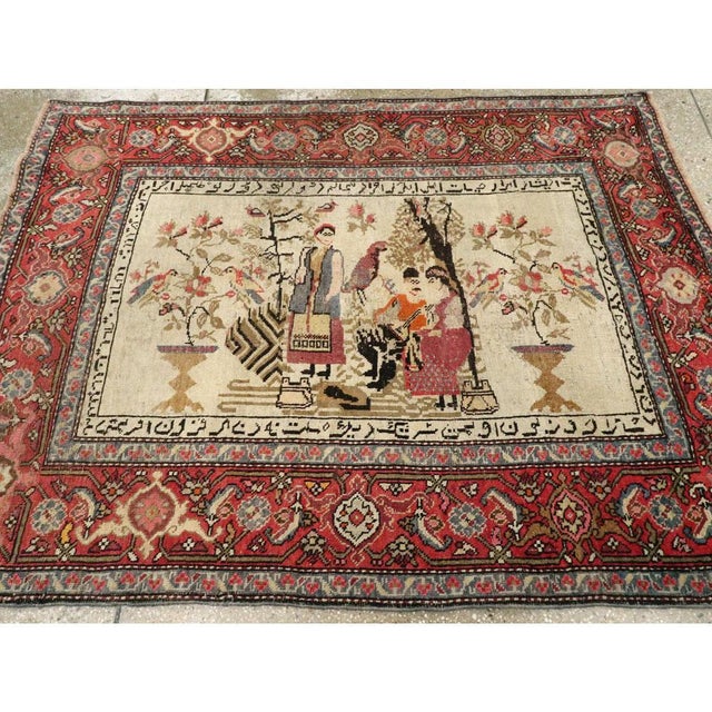 Galerie Shabab Collection Early 20th Century Handmade Caucasian Karabagh Pictorial Accent Rug For Sale - Image 4 of 10