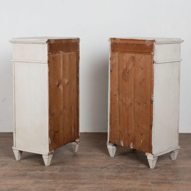 Pair 19th Century Swedish Gustavian White Painted Narrow Cabinets For Sale - Image 18 of 18