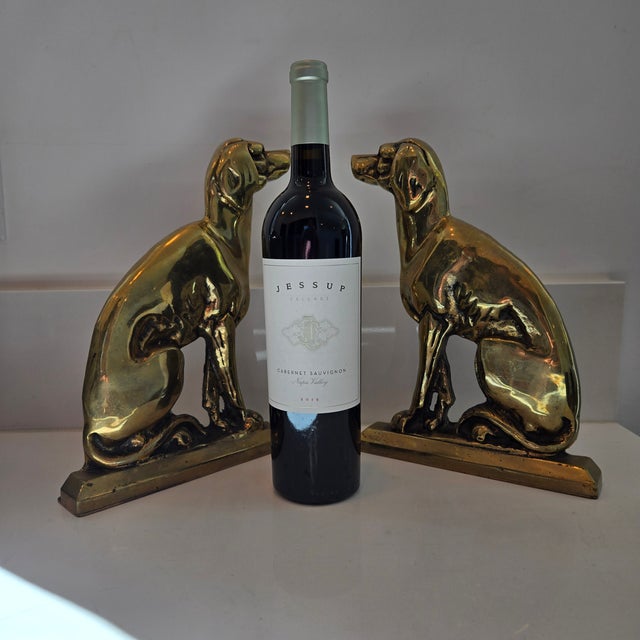 Vintage Heavy Brass and Cast Iron Seated Hunting Dog Bookends / Doorstops - Pair For Sale - Image 10 of 12