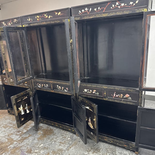 Brown Circa 1970's Chinese Display Cabinets, Set of Three For Sale - Image 8 of 12