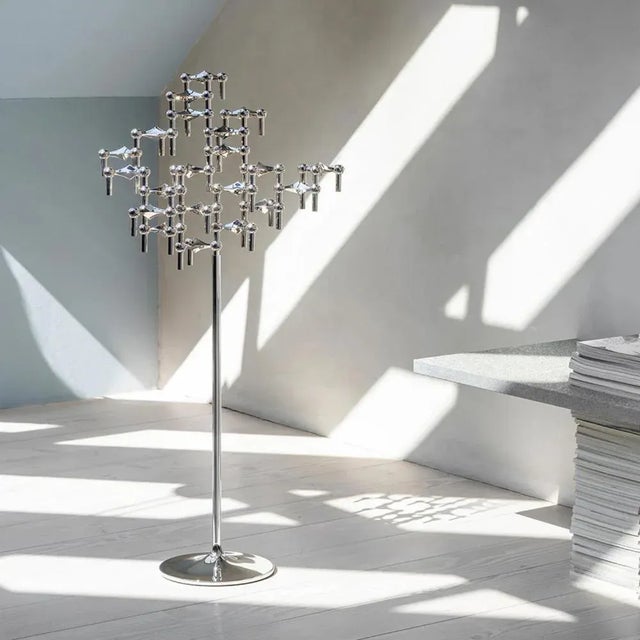 Floor stand for a candle holder in zinc alloy with chrome finish by stoff nagel dimensions: ø 25 x h 70 cm. Materials:...