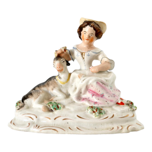 Antique Staffordshire Girl W/Goat, Circa 1850