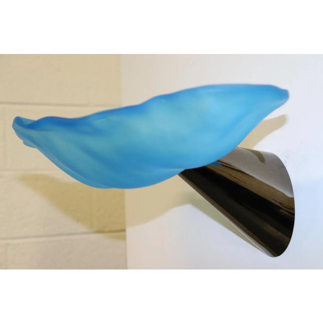Aqua Carlo Nason "Lithos" Aquamarine Murano Hand Cast Glass Wall Lamp, Mid-Century Modern For Sale - Image 8 of 13