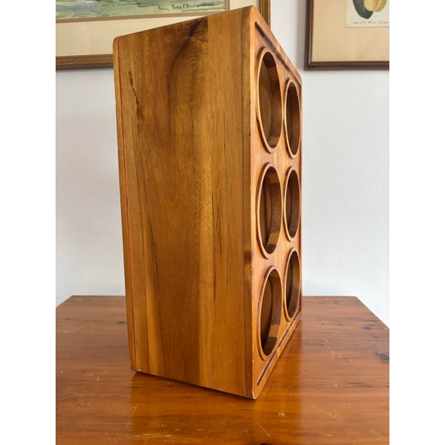 Wood 1970s Vintage Danish Modern Walnut Wine Rack, Holds 6 Bottles For Sale - Image 7 of 11