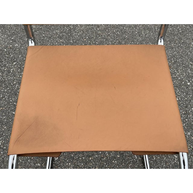 Tubular Chrome & Leather MR20 Armchair by Ludwig Mies Van Der Rohe, Italy, 1980s For Sale - Image 4 of 18