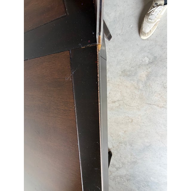 Vintage Asian-Style Black Lacquer Wood Round-to-Oval Extension Dining Table For Sale - Image 17 of 18