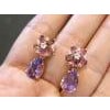 Bochic "Orient" Vintage Amethyst & Rose Rodorite Earrings -18K Gold & Silver For Sale - Image 16 of 18