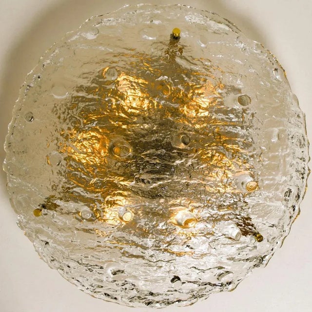Gold Textured Wave Glass Flush Mount from Kaiser Leuchten, 1970s For Sale - Image 15 of 16