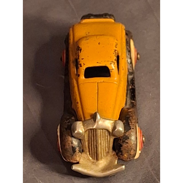Hubley Manufacturing Company Antique Hubley Terraplane Cast Iron Coupe Toy - 3.75" Orange Streamlined Series For Sale - Image 4 of 18