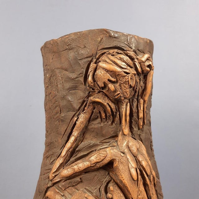 Brown Vintage Terracotta Vase by Graziani Frido Pietrasanta, 1970s For Sale - Image 8 of 14