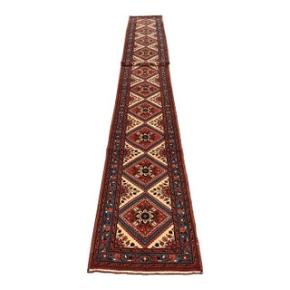 Roodbar Runner 2’6” X 31’10” Ivory Wool Vintage Hand-Knotted Rug For Sale