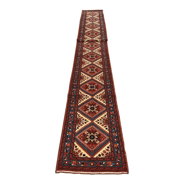 Roodbar Runner 2’6” X 31’10” Ivory Wool Vintage Hand-Knotted Rug For Sale
