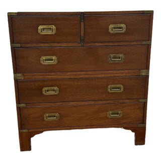 19th Century English Five Drawer Mahogany Campaign Chest For Sale