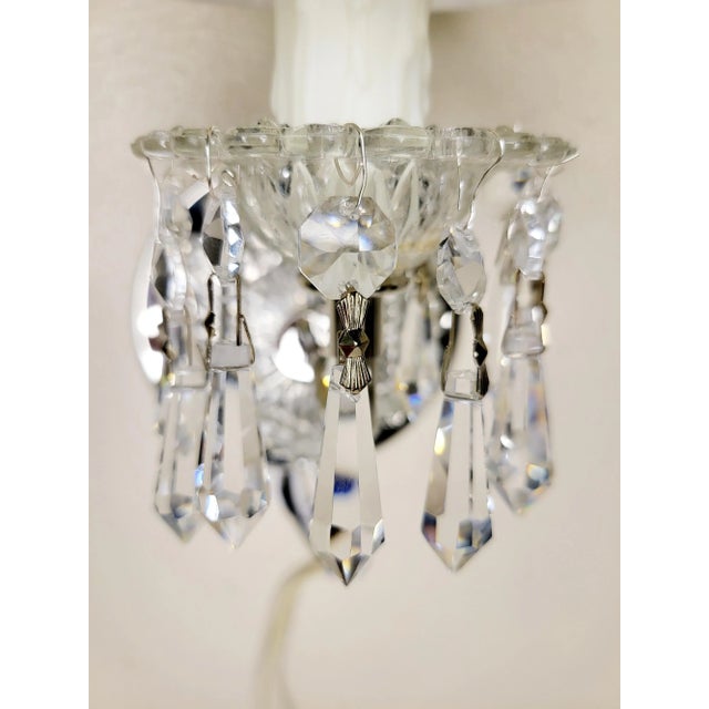 1950s 1950s Crystal Sconces With Pleated Shades - a Pair For Sale - Image 5 of 7