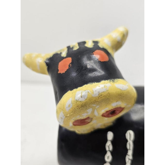 Black Vintage Cow Figurine Napkin Holder from Illés Ceramic, 1960s For Sale - Image 8 of 11