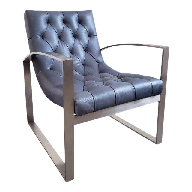 Lounge Chair Leather Button & Tufted For Sale