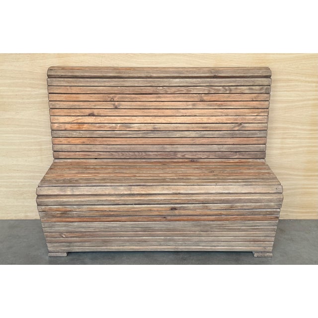 Rustic Early 20th Century Pair of Slabs Benches in Solid Pine "Mobila" For Sale - Image 3 of 18