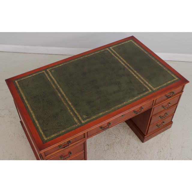 Animal Skin Bevan Funnel Green Leather Top Executive Desk For Sale - Image 7 of 17