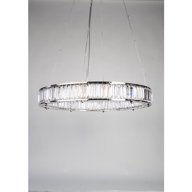 Contemporary Nickel-Plated Brass and Precision-Cut Austrian Crystal Pendant Light by ZAVADSKI For Sale - Image 3 of 3