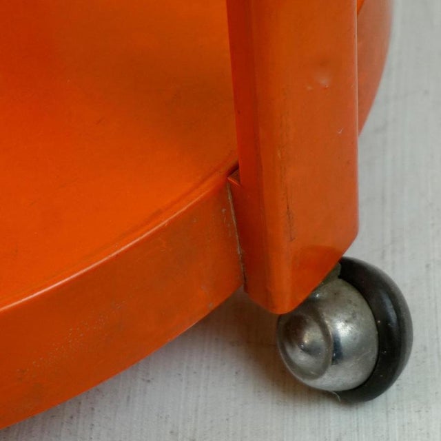 Gold Space Age Italian Orange Plastic Trolley, 1970s For Sale - Image 8 of 11