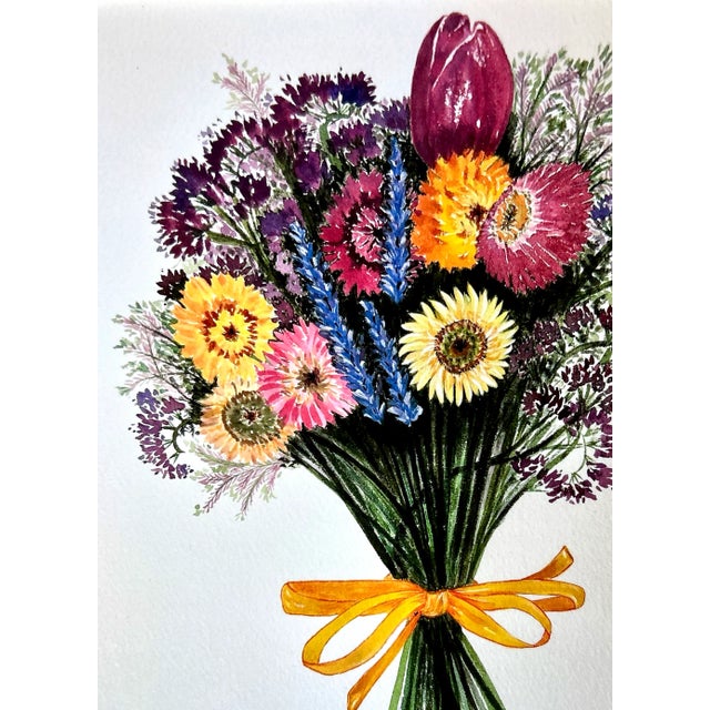 One Giclee print of my Watercolor painting of one of 1000’s of dried straw flower bouquets I grew and sold on Larkspur...