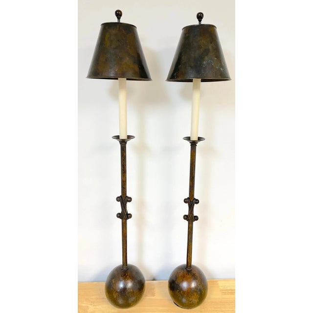 Late 20th Century 20th Century French Modern Patinated Bronze Sculptural Lamps - a Pair For Sale - Image 5 of 12