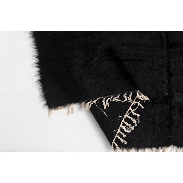 Textile Vintage Black Angora Wool Kilim Rug For Sale - Image 7 of 10
