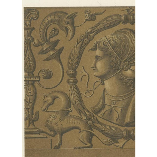 Ferdinand Séré, Carved Chest Panel with Helmeted Bust, 1851, Chromolithograph For Sale - Image 4 of 8