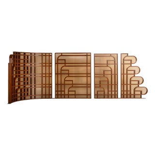 Room Dividers in Walnut and Glass, Italy, 1970, Set of 4 For Sale