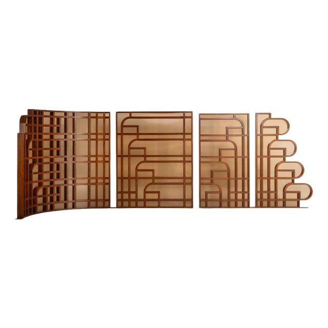 Room Dividers in Walnut and Glass, Italy, 1970, Set of 4 For Sale